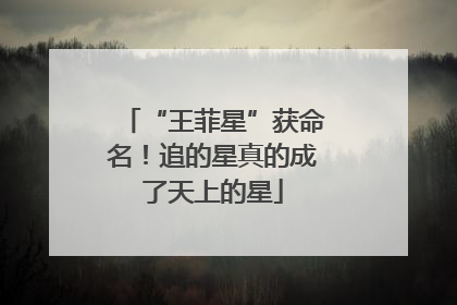 “王菲星”获命名！追的星真的成了天上的星