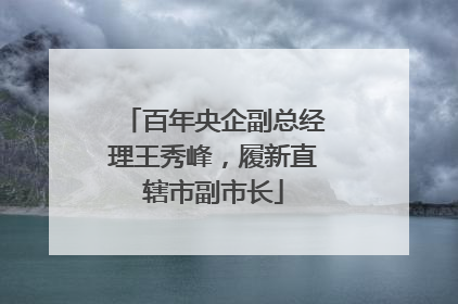 百年央企副总经理王秀峰，履新直辖市副市长