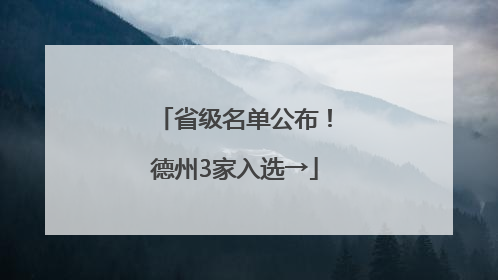 省级名单公布！德州3家入选→