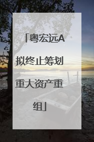 粤宏远A拟终止筹划重大资产重组