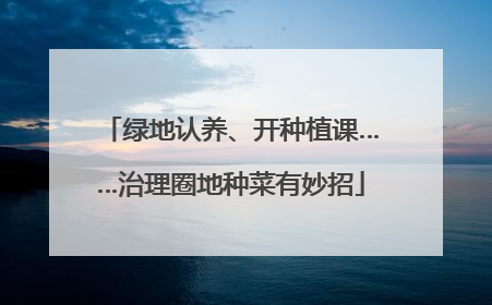 绿地认养、开种植课……治理圈地种菜有妙招