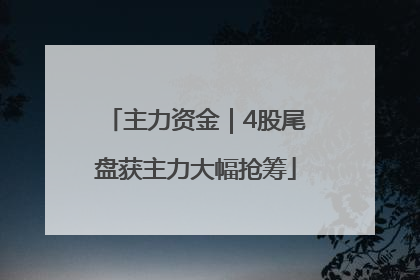 主力资金｜4股尾盘获主力大幅抢筹