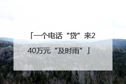 一个电话“贷”来240万元“及时雨”