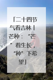 二十四节气看吉林丨芒种：“芒”着生长，“种”下希望