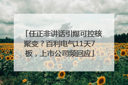 任正非讲话引爆可控核聚变？百利电气11天7板，上市公司频回应