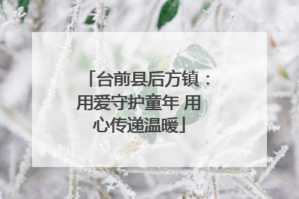 台前县后方镇：用爱守护童年 用心传递温暖