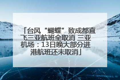 台风“蝴蝶”致成都直飞三亚航班全取消 三亚机场：13日晚大部分进港航班还未取消