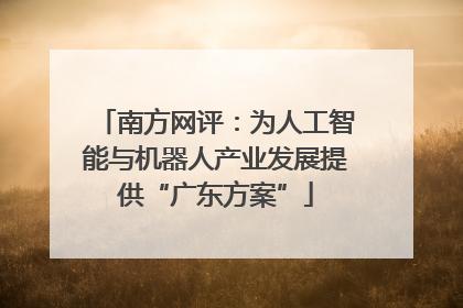 南方网评：为人工智能与机器人产业发展提供“广东方案”