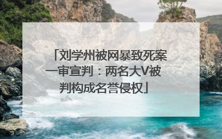 刘学州被网暴致死案一审宣判：两名大V被判构成名誉侵权