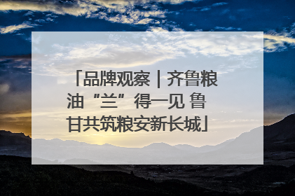 品牌观察｜齐鲁粮油“兰”得一见 鲁甘共筑粮安新长城