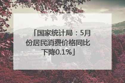 国家统计局：5月份居民消费价格同比下降0.1%