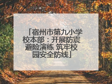 宿州市第九小学校本部：开展防震避险演练 筑牢校园安全防线