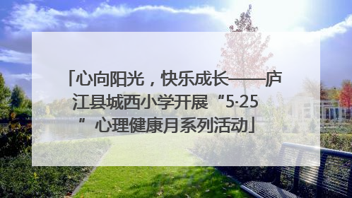 心向阳光，快乐成长——庐江县城西小学开展“5·25”心理健康月系列活动
