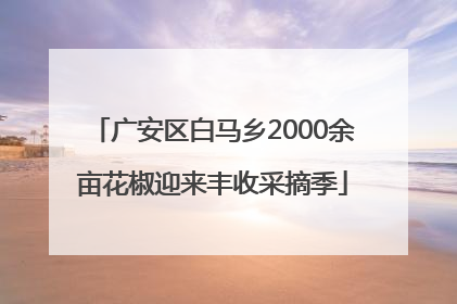 广安区白马乡2000余亩花椒迎来丰收采摘季