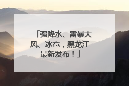 强降水、雷暴大风、冰雹，黑龙江最新发布！