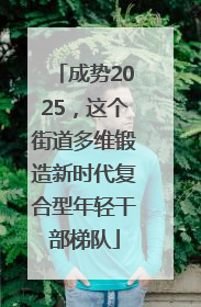 成势2025，这个街道多维锻造新时代复合型年轻干部梯队