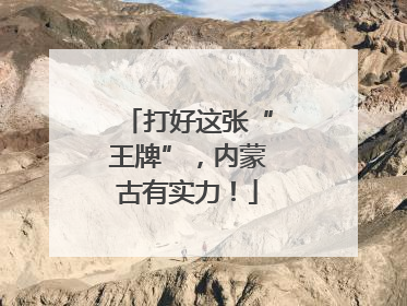 打好这张“王牌”，内蒙古有实力！
