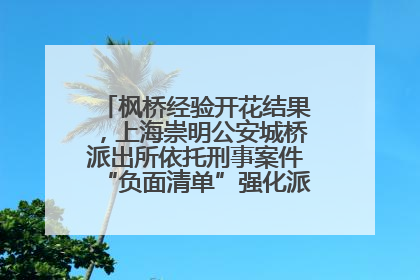 枫桥经验开花结果，上海崇明公安城桥派出所依托刑事案件“负面清单”强化派出所“主防”