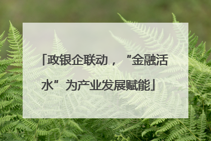 政银企联动，“金融活水”为产业发展赋能