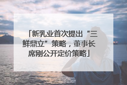 新乳业首次提出“三鲜鼎立”策略，董事长席刚公开定价策略