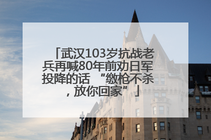 武汉103岁抗战老兵再喊80年前劝日军投降的话 “缴枪不杀，放你回家”