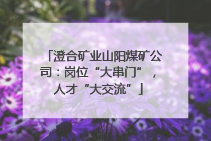 澄合矿业山阳煤矿公司：岗位“大串门”，人才“大交流”