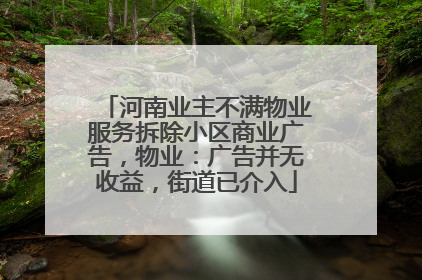 河南业主不满物业服务拆除小区商业广告，物业：广告并无收益，街道已介入