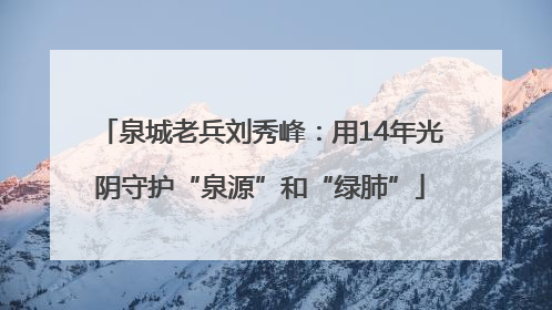 泉城老兵刘秀峰：用14年光阴守护“泉源”和“绿肺”