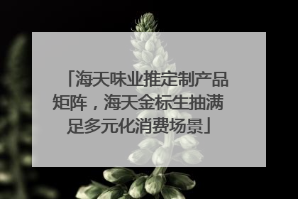 海天味业推定制产品矩阵，海天金标生抽满足多元化消费场景