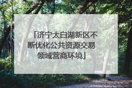 济宁太白湖新区不断优化公共资源交易领域营商环境