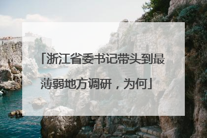 浙江省委书记带头到最薄弱地方调研，为何