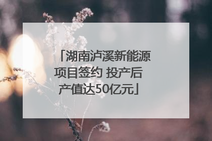 湖南泸溪新能源项目签约 投产后产值达50亿元