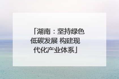 湖南：坚持绿色低碳发展 构建现代化产业体系