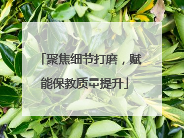 聚焦细节打磨，赋能保教质量提升