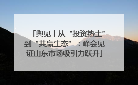 舆见丨从“投资热土”到“共赢生态”：峰会见证山东市场吸引力跃升