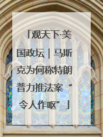 观天下·美国政坛｜马斯克为何称特朗普力推法案“令人作呕”