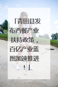 青田县发布西餐产业扶持政策，百亿产业蓝图加速推进！