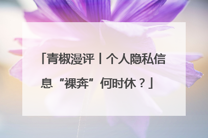 青椒漫评丨个人隐私信息“裸奔”何时休？