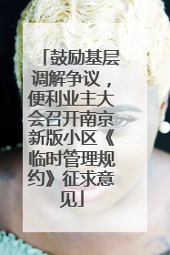 鼓励基层调解争议，便利业主大会召开南京新版小区《临时管理规约》征求意见