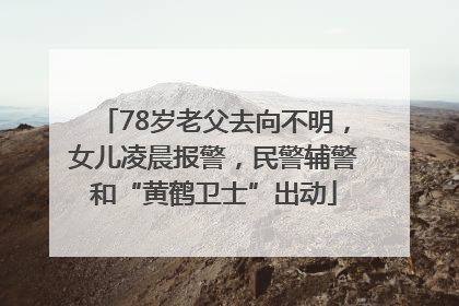78岁老父去向不明，女儿凌晨报警，民警辅警和“黄鹤卫士”出动
